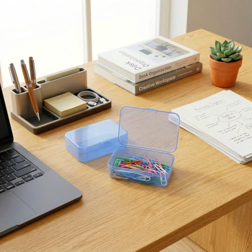 Image of 12 Pack Blue Small Plastic Storage Bins 3.35x2.17x0.98 in, Mini Containers with Lids for DIY Bead Organizer, Craft Hardware Case