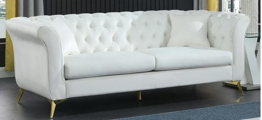 Image of Supernal 3 Seater Sofa Set with Brass Legs Perfect Gives Luxurious Look for Home /Living Room /Office /Guest Room /Hotels /Lounge