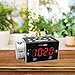 HANNLOMAX HX-135CR Alarm Clock Radio with Projection, PLL FM Radio, Dual Alarm, Dual USB Ports for 2.4A and 1A Charging, 1.2 inches Red LED Display, AC/DC Adaptor Included