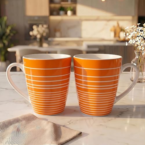 Image of UPC Premium Bone China Coffee Mug Set of 2 | Elegant Ceramic Tea & Coffee Cups for Home, Office & Cafe | Lightweight, Durable, Microwave & Dishwasher Safe Mug Set | Luxury Drinkware Collection