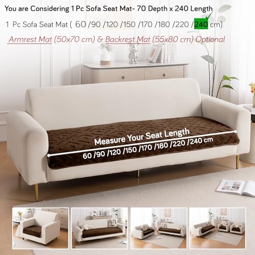 Image of HOKIPO 'Velvet Maze' Premium Anti Slip Sofa Cover Mats for L Shape and 1 /2 /3 Seater Sofa. Make Your Own Sofa Cover Set, 70(D) x 240(L) cm, Dark Brown (AR-5910-DBR)