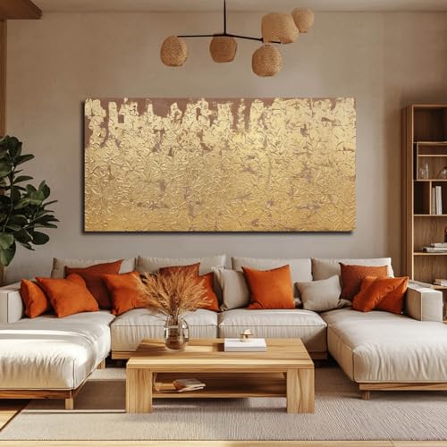 Image of VAYIMDH Abstract Canvas Wall Art Gold Wall Painting Contemporary Home Wall Decor 29 inchx58 inch Large Artwork for Living Room Office Decor