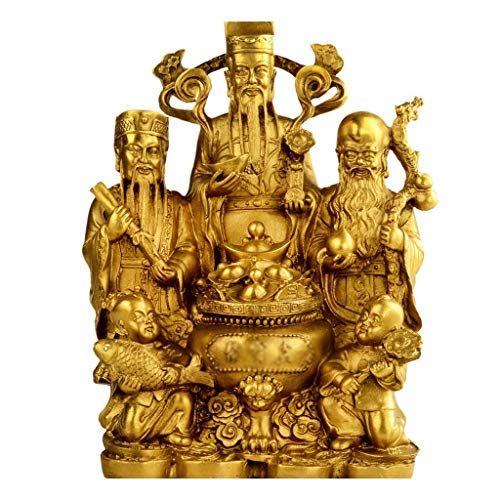 PLEASUR Cobre Puro Fu Lu Shou Adornos Adornos creativos de Estilo Chino Adornos de Estudio de Oficina Sala de Estar Dormitorio Decoración Regalos