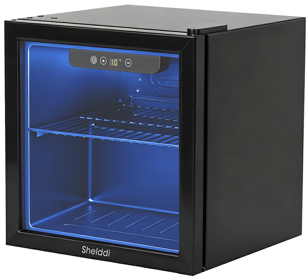 Amazon.co.jp: Shelddi ミニ冷蔵庫 36L 透明ガラスドア 小型
