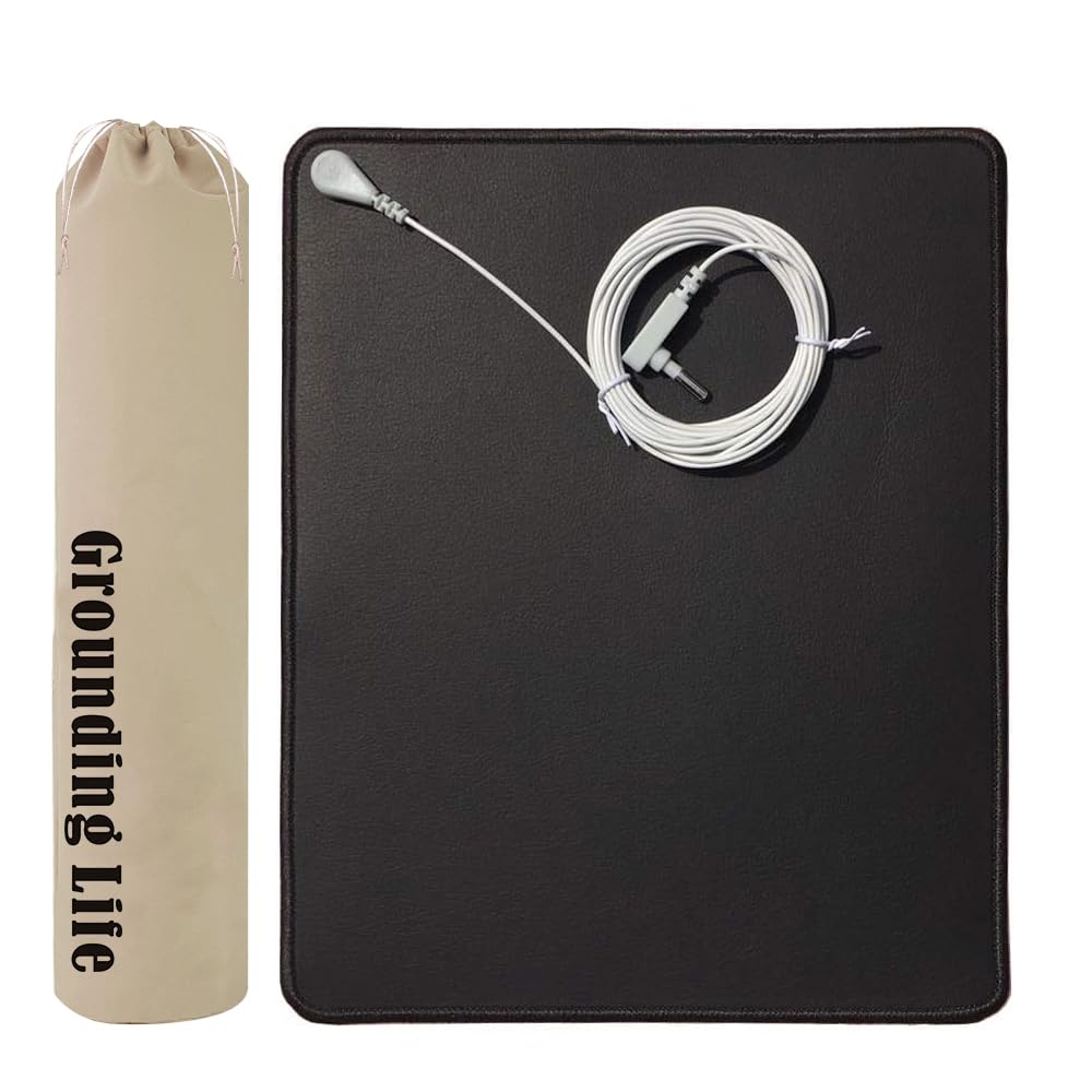 HETESER Grounding Mat for Desk, Grounding Mouse Pad, Grounding Pad for Pain Relieve with a 16.4 Feet Grounding Cord (9.8in * 11.8in)