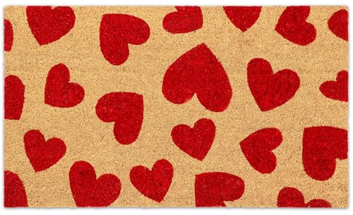 Valentine's Day Natural Coir Doormat Red Love...