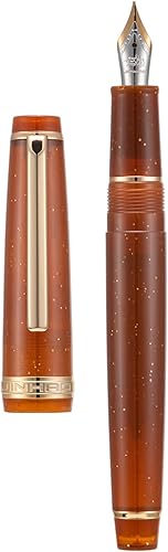 Jinhao 82 - Pluma estilográfica acrílica, punta fina de iridio con convertidor de tinta, café transparente fluorescente de diseño clásico, bolígrafo