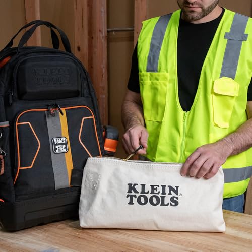 Image of KLEIN TOOLS 62042 16-Inch Zipper Bag, Extra Long, No. 10 Canvas, Heavy Duty Tool Bag, 3-Inch Stand-Up Bottom, Multipurpose for Tools or Crafts