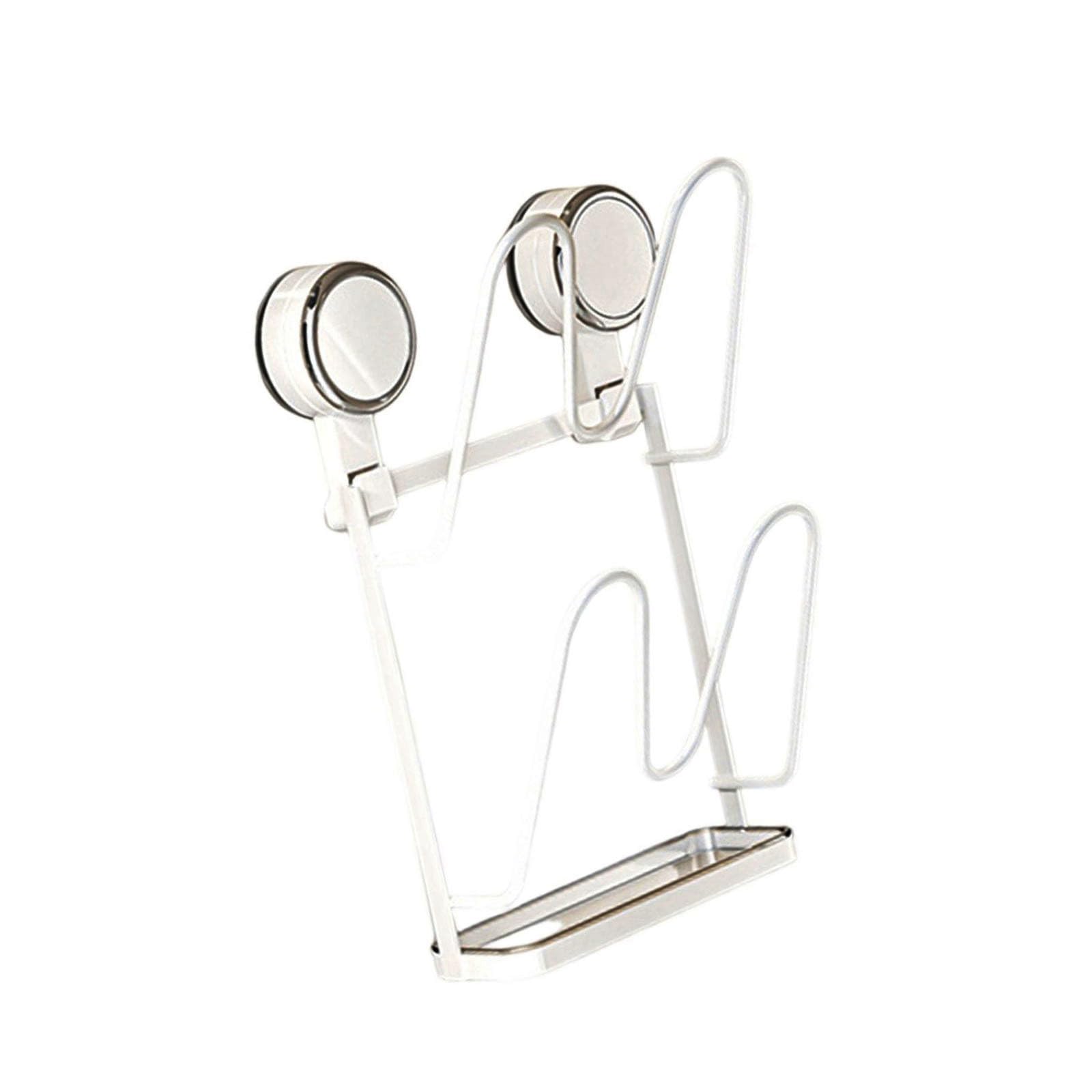 Msioytog Wall Mounted Multi Tiers Pots Lid Holder Suction Cup Kitchen Organiser for Cookware Lids Cutting Boards Utensils Multi Tiers Pots Lid Organiser Rack