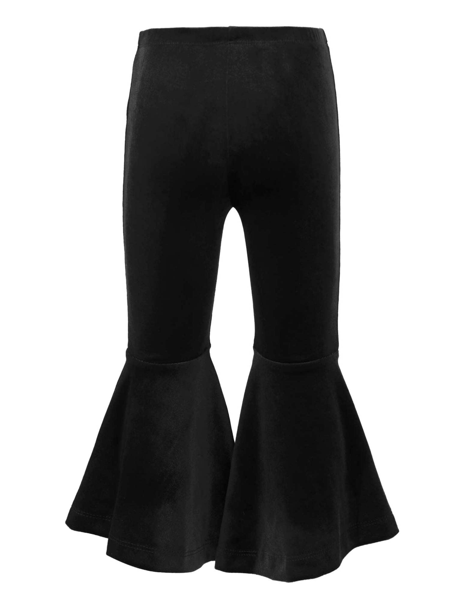 Kaerm Toddler Girl Bell Bottoms Velvet Flare Pants Little Baby Kids Causal Fall Winter Leggings Black 5-6 Years
