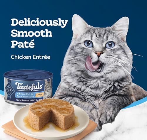 Blue Buffalo Tastefuls Chicken Senior Paté Wet Cat Food, 3 oz, 4 ct | Real Chicken First, Supports Muscle Maintenance in Mature Cats, 4-Pack Trial Size - image 4