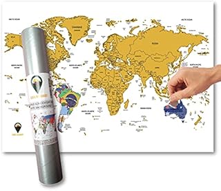 Global Walkabout Scratch Off World Map with Flags background  Deluxe Extra Large XXL World Map Poster  Countries and Facts  Travel Gift (White)
