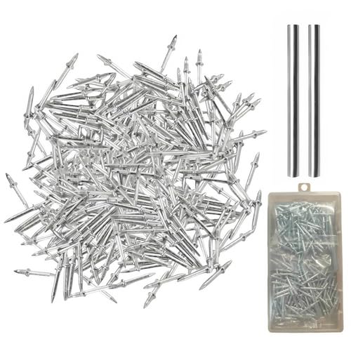 200 Pack Double Head Skirting Thread Seamless Nail with 2PCS Specific Sleeve Tools, Invisible Double Headed Screws Hidden Nails With 2 Installation Barrels for Solid Wood Baseboard Without Marks