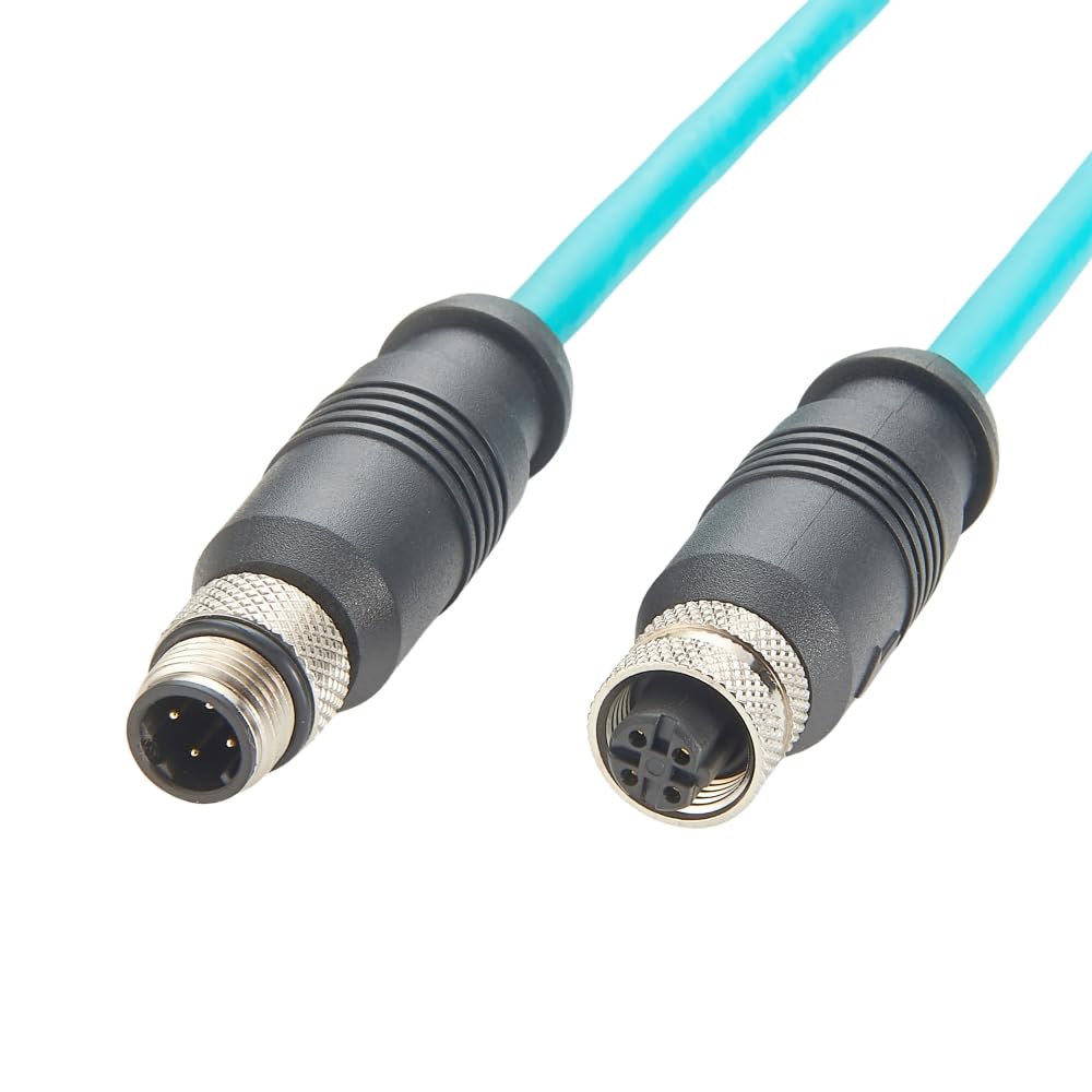 Cavo M12 a codice D a 4 poli, maschio a femmina, cavo CAT6A per switch Ethernet industriali, IP67, cavo Gigabit altamente flessibile, compatibile con telecamere industriali Cognex Keyence (2 m/6,6