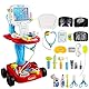 deAO Arztwagen Arztkoffer Kinder mit Ton & Licht, Doktor Spielset mit Stethoskop, Thermometer, Spritze, Arzt Set zum Rollenspiel Doktor Medical Trolley Spielzeug Viel Zubehör Geschenke für Kinder