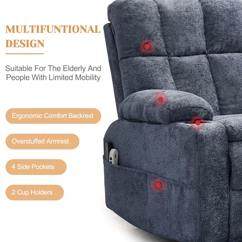 Image of Korser Oversized Dual Motor Power Lift Recliner for Elderly with Massage and Heat, Extra Wide Recliner Chairs with Adjustable Headrest, Electric Lift Chair with Storebox Cupholder, USB Ports