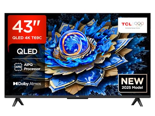TCL 43T69C 43” QLED 60HZ 4K HDR, Google TV, Smart TV(Dolby Vision & Atmos, Motion clarity, compatibile con Google Assistant) 2025
