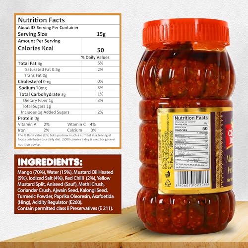 Image of Chokhi Dhani Mango Pickle 500g | Aam Ka Achar | Spicy & Tangy Rajasthani Style | No Artificial Colours | Traditional Homemade Taste | Veg