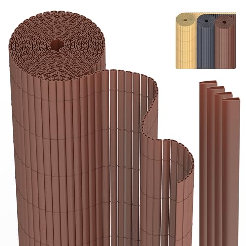 PVC Sichtschutzmatte Sichtschutzzaun 120 x 400 cm Privatsphäre Wetterfest für Garten, Balkon und Terrasse, Sichtschutz mit Strukturierte Oberfläche, Balkonumrandung mit Kabelbindern & Abdeckung