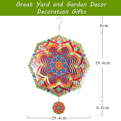 Wind Spinner Hanging, 12 Inch 3D Wind Sculpture Large Stainless Steel Wind Catchers For Outdoor Indoor Garden Yard Crafts Ornaments Decoration Gift(Flower) #TOP2