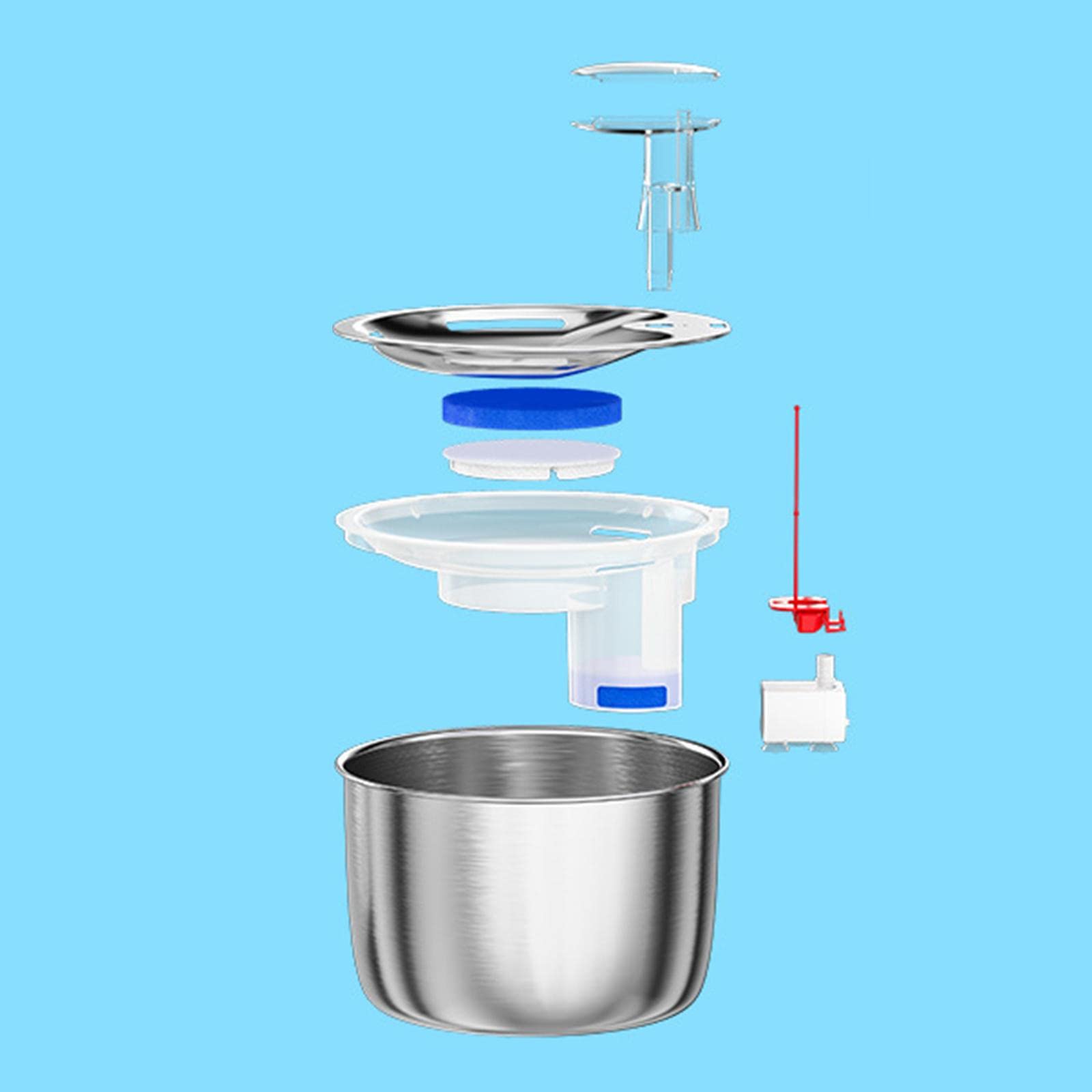 Fuente de Agua para Gatos, Silenciosa, con Filtración Automática E Indicador de Nivel de Agua, 304