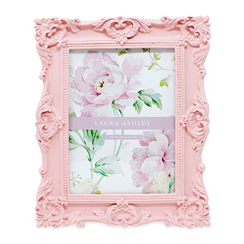 Laura Ashley 5x7 Pink Ornate Textured Hand-Crafted Resin Picture Frame with Easel