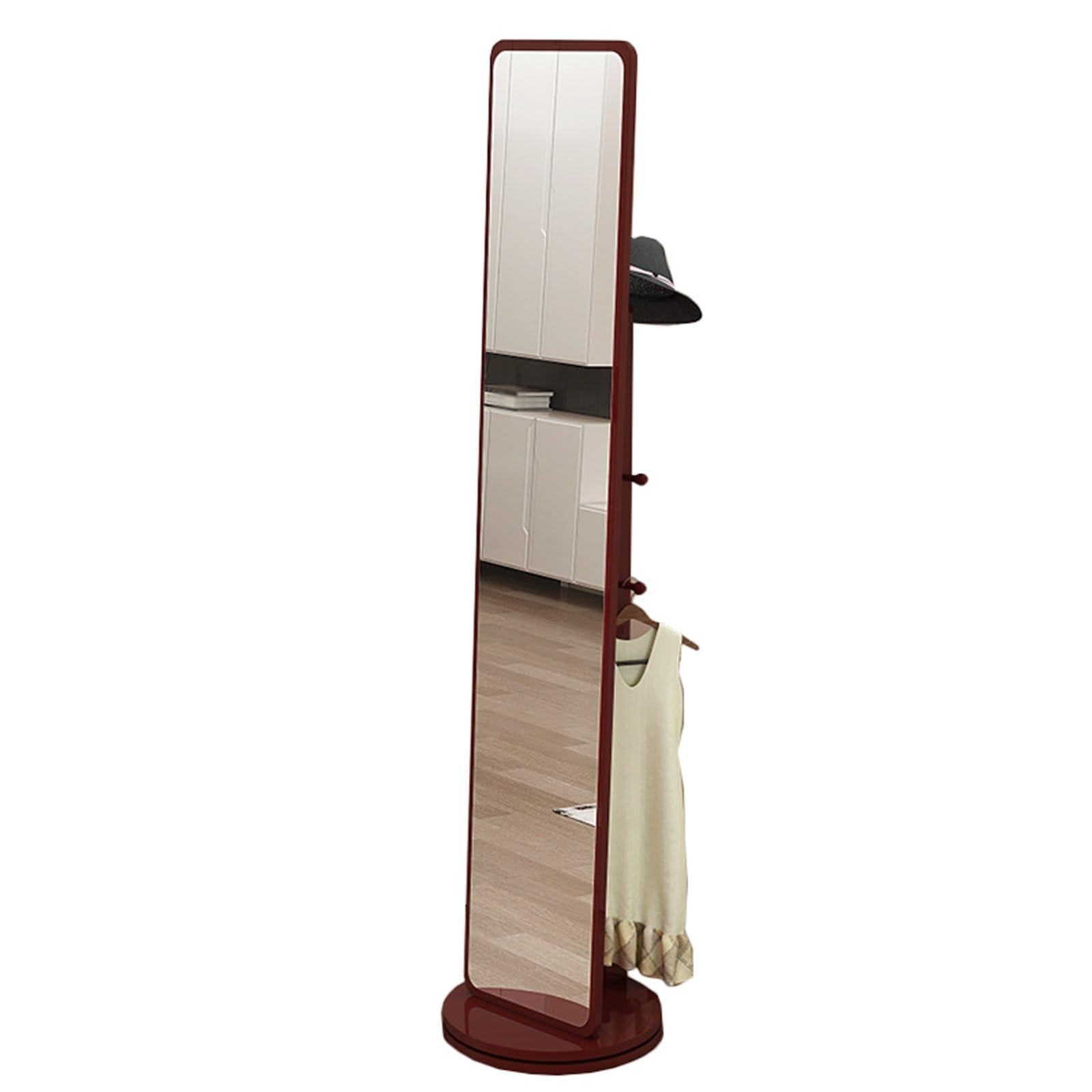 FGXHHS Mirror Vanity Pivot Mirrors Wood Framed with Ornate Frame for Bathroom Entryway Living Room(Brown)