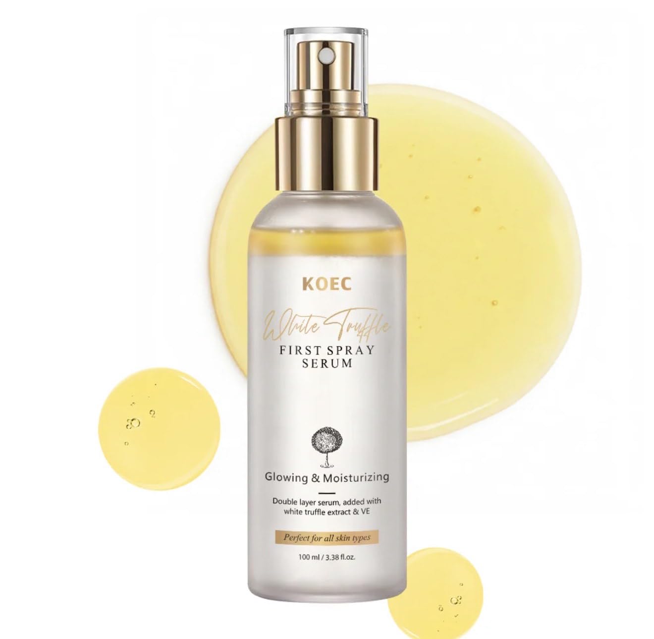 KOEC White Truffle First Spray Serum 3.38 Fl Oz – Bi-Phase Hydrating Face Mist with Italian White Truffle, Hyaluronic Acid & Vitamin E, Korean Glow Primer & Firming Facial Spray