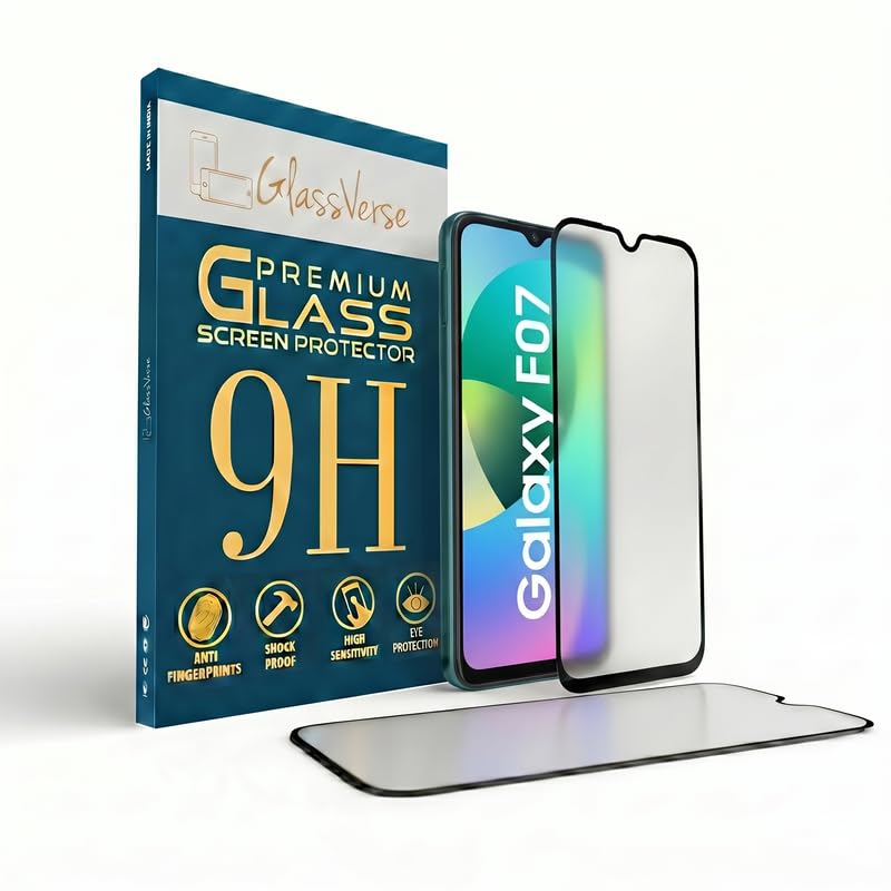 Image of GlassVerse Matte Tempered Glass for Samsung Galaxy F07 | Anti Glare, Smooth Touch Screen Protector, 9H Hardness, Edge to Edge, Case Friendly, Hassle-less Installation Kit Included. (Pack of 1)