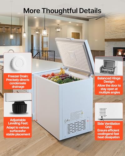 Image of VEVOR Chest Freezer, 6.7 Cu.ft Compact Deep Freezer, Free Standing Top Open Door Chest Freezers with 2 Removable Baskets & Adjustable Thermostat - Energy Saving, Low Noise & Garage Ready, White