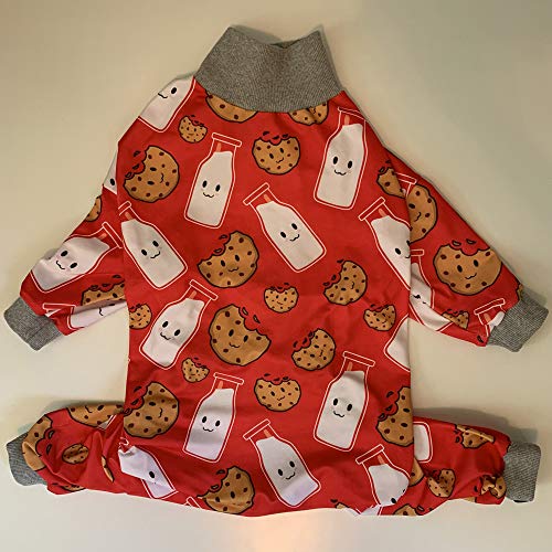Tooth and Honey Pitbull Pajamas/Red Milk & Cookie Print Onesie/Lightweight Pullover Pajamas/Full Coverage Dog pjs - Image 3