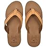 KuaiLu Men's Leather Flip Flops Arch Support Summer Beach Pool Water Thong Sandals Waterproof Rubber Walking Shoes Slip on Orthotic Casual Sport Cushioned Wide Slides Shower Slippers Bright Brown 6 #3