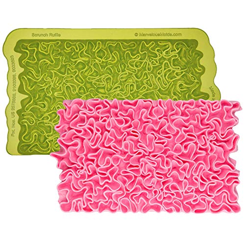 Marvelous Molds Scrunch Ruffle Simpress Silicone Mold | Cake Decorating with Fondant Gum Paste Icing