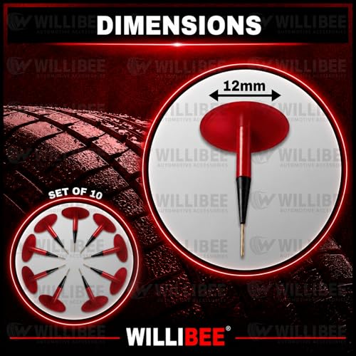 Image of WILLIBEE Mushroom Puncture Kit for Tubeless Tyre | Mushroom Puncher Kit for Bike & Car | Tire Puncher Repair Patches (12 MM, 10 Pcs)
