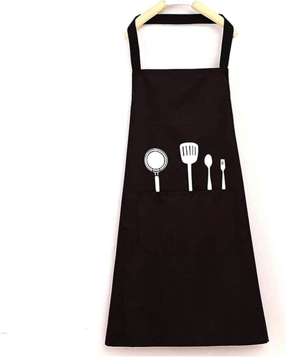 JustYit Unisex Chefs Kitchen Apron Waterproof with Pockets Aprons for Cooking Restaurant Work BBQ Gardening Craft Baking Black