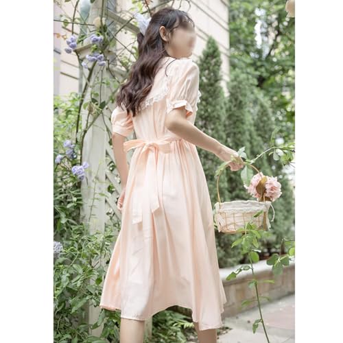 Lace Bow Doll Collar Cute Dresses for Teens Sweet Lolita Tea Party Ruffle Dress Swing A Line High Waist Casual Summer Dress3