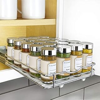 Lynk Professional® Pull Out Spice Rack Organizer for Cabinet - Slide Out Vertical Spice Rack - 8-1/4 inch Wide Sliding Spice Organizer Shelf - Chrome