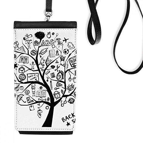 Smartphone bourse en cuir imprimé graffiti d'arbre pour école