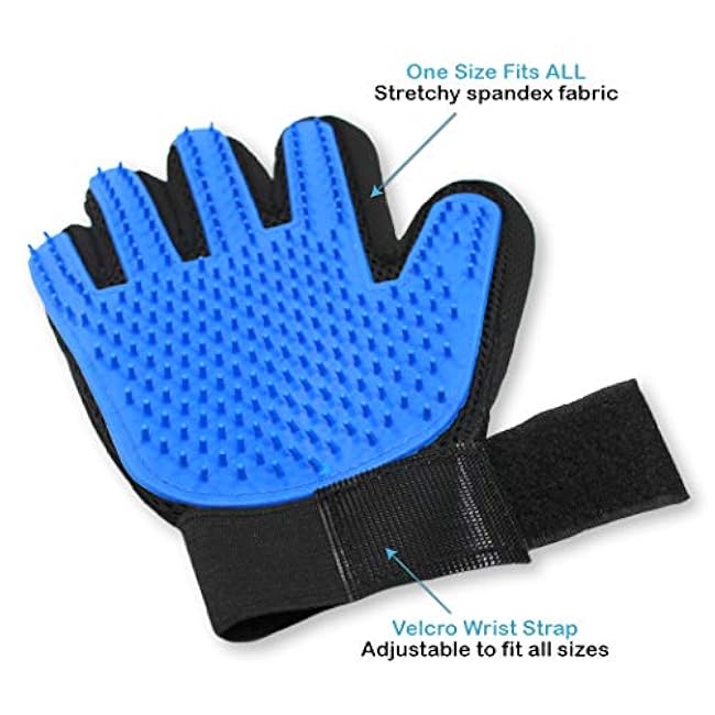 Pets First Dog Grooming Gloves Best Professional Deshedding, Brushing, Cleaning Mitt Tool for Small, Medium or Large Dogs & Cats. Fur & Hair Remover. Prevents Matted Coats. Soft Rubber Bristle Brush-qo1Y08zi