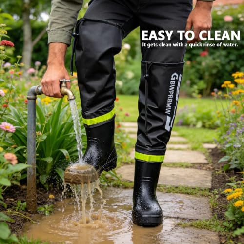 Image of Mens PVC Eco-Friendly Rain Boots High-Top with Drawstring Fishing Shoes