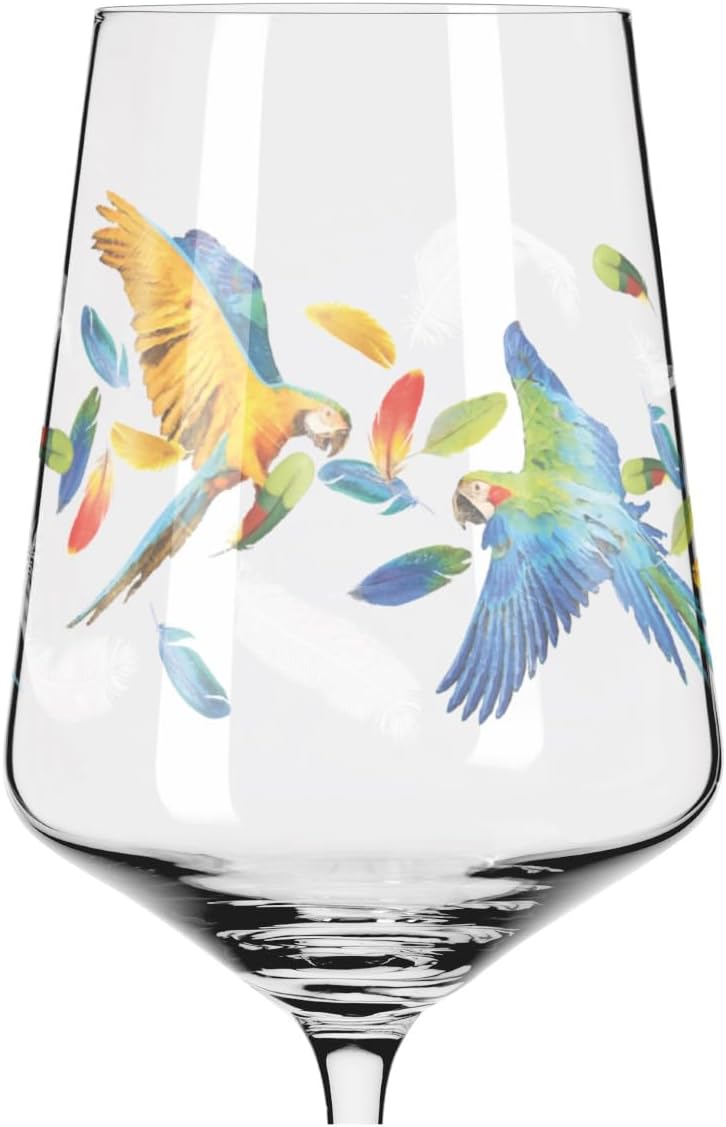Ritzenhoff 2841011 Aperitif Glass 500 ml - Summer Rausch No. 11 Series with Colourful Parrot Motif - Made in Germany