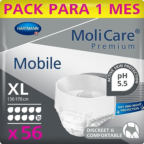 MoliCare Mobile Pañales para Adultos con Incontinencia Severa, Ropa Interior Absorbente para Hombres y Mujeres, talla XL, 10 Gotas, 14 unidades, Pack de 4