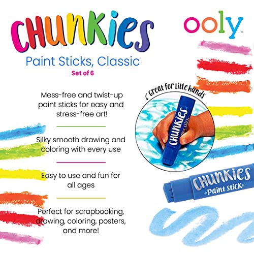 OOLY, Chunkies Paint Sticks, Classic 6 Pack Set of 6, Twistable Paint