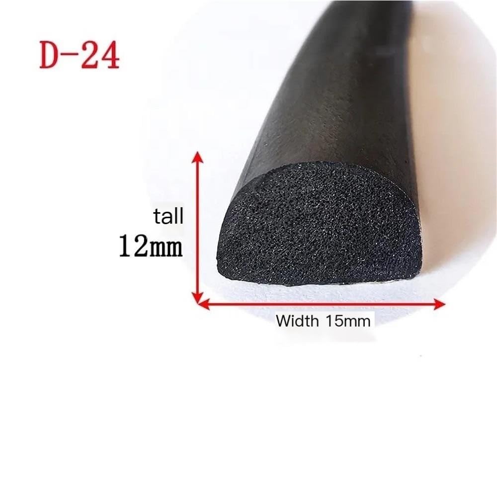 Cinta de espuma for sellar huecos de puertas y ventanas tipo D, cinta de esponja de caucho EPDM, acústica, autoadhesiva y a prueba de golpes.(15MM*12MM*2 METERS)