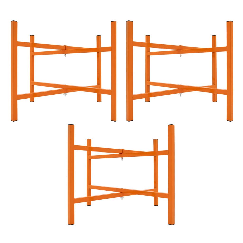 Mortar Spot Board Stand x 3 Heavy Duty 20" 500mm High Powder Coated Steel Box Section Frame Locking Mechanism Adjustable Foldable Design Easy Storage Bricklayers Plastering Holder Fixing Kit Included