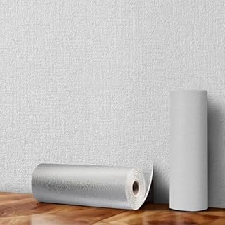 Snewvie Self Adhesive Thermal Insulation Wallpaper,White Sticky Textured Wallpaper,3mm Thicken 3D Wall Panels for Ceilings Bedroom Livingroom,1 Roll=15 sq.ft Thermal Wallpapers for Cold Walls