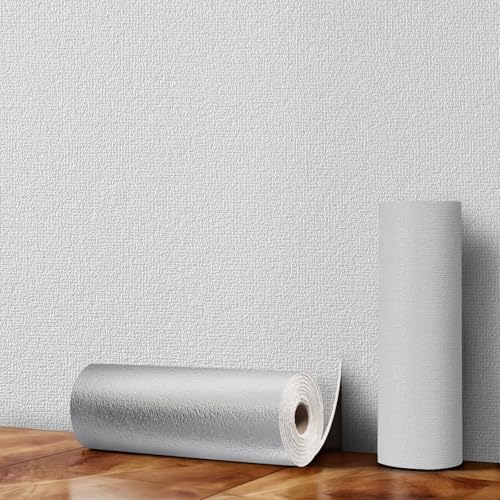 Snewvie Self Adhesive Thermal Insulation Wallpaper,White Sticky Textured Wallpaper,3mm Thicken 3D Wall Panels for Ceilings Bedroom Livingroom,1 Roll=15 sq.ft Thermal Wallpapers for Cold Walls
