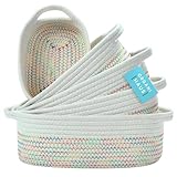 OrganiHaus Set of 5 Rectangle Storage Baskets for Organizing, Small Woven Baskets for Storage Basket for Bathroom, Nursery Storage Basket for Shelves, Small Storage Bins, Diaper Basket - Rainbow