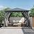 Merax 10'x10' Hardtop Outdoor Gazebo with Polycarbonate Roof, Patio Gazebo with Aluminum Frame, Mosquito Netting and Privacy Screens for Shade and Rain, Backyard Tent for Backyard, Garden, Lawn