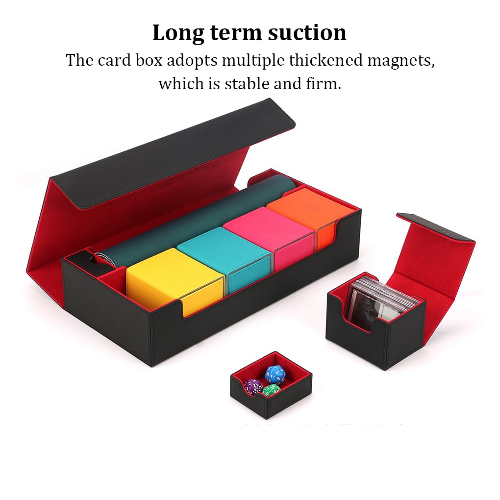 Leder Sammelkarten Deck Box Stabile Aufbewahrungsbox Tragetasche Sammlerstück Game Card Protektoren Dreidimensionaler Behälter Rot
